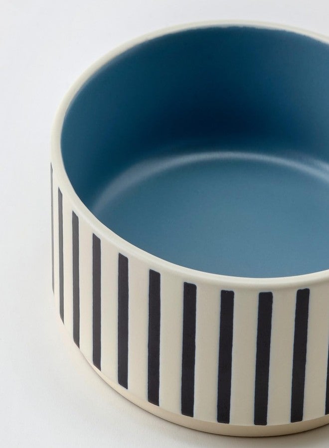 BS Case Ikeaa UTSÅDD Stoneware Pet Bowls, 11 cm (4.5 inches), Striped Pattern in Black-Blue/Grey-Blue, Dishwasher-Safe - Image 5